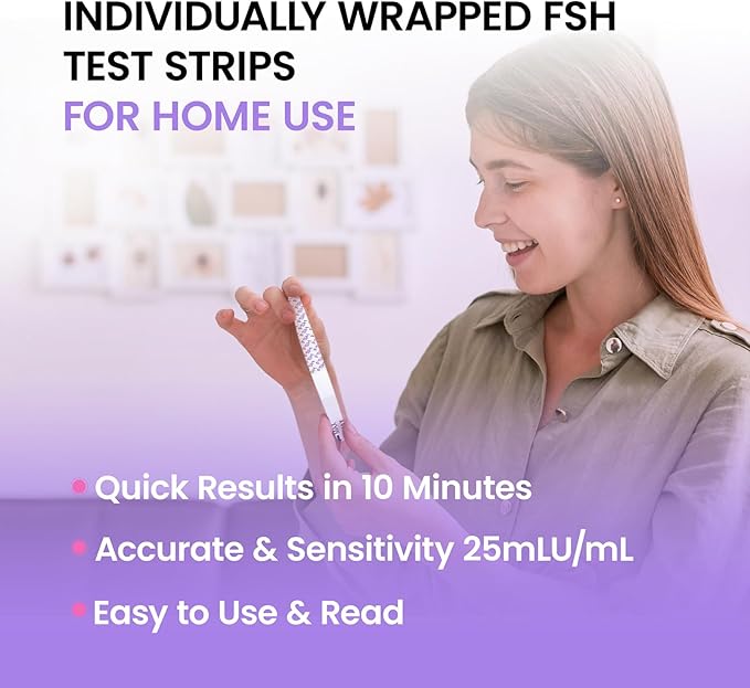 Femometer FSH Menopause Test, Understand Your Ovarian Reserve Determine Your Fertility and Detect Menopause at Home, Include 6 FSH Test Strips & Urine Cup