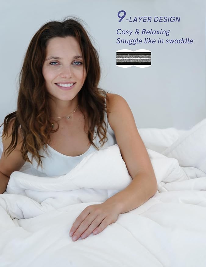 YnM Weighted Blanket King/CA King 50lbs, The Heaviest Oversized Weighted Blanket, Warm & Fluffy Throw (White, 50lbs, 104" Lx90 W)