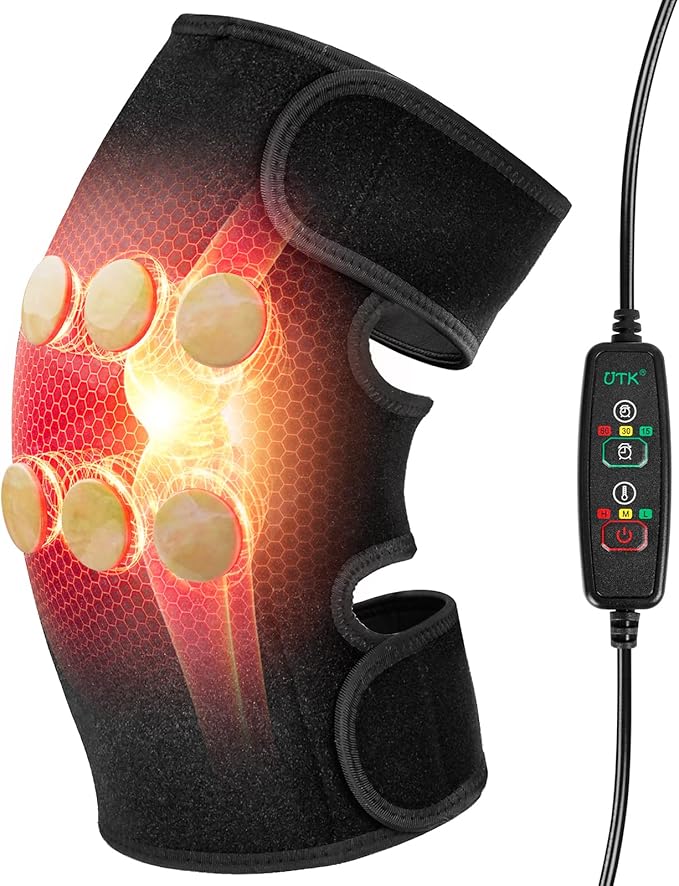 UTK Far Infrared Heating Pads for Knee Pain Relief, Heated Knee Brace Wrap with 6 Jade Stones & 3 Heat Settings & Auto Shut Off, Knee Heating Pad for Knee Pain & Stress Relief