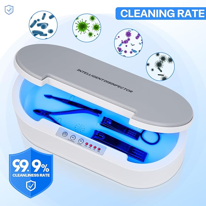Nail Tool Sterilizer Box– 3-in-1 Portable Cleaner for Phones, Jewelry, Manicure Tools, Compact Design for Travel, Home, and Salon Use