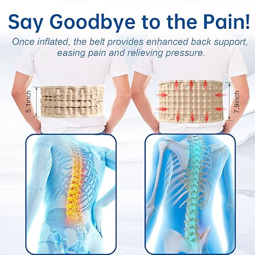 HONGJING Back Decompression Belt Lumbar Support for Back Pain Relief Lower Back Traction Device, One Size Fits 29-49 Waist