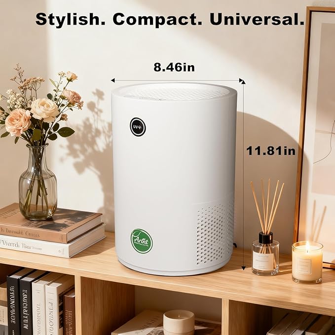 Air Purifiers for Bedroom,H13 True HEPA Air Purifier with 5-Layer Filtration for Pollen/Smoke/Dust/Pet Dander/Odor/Hair,Portable Small Air Purifiers for Home/Office/Living Room(KJ80A White)