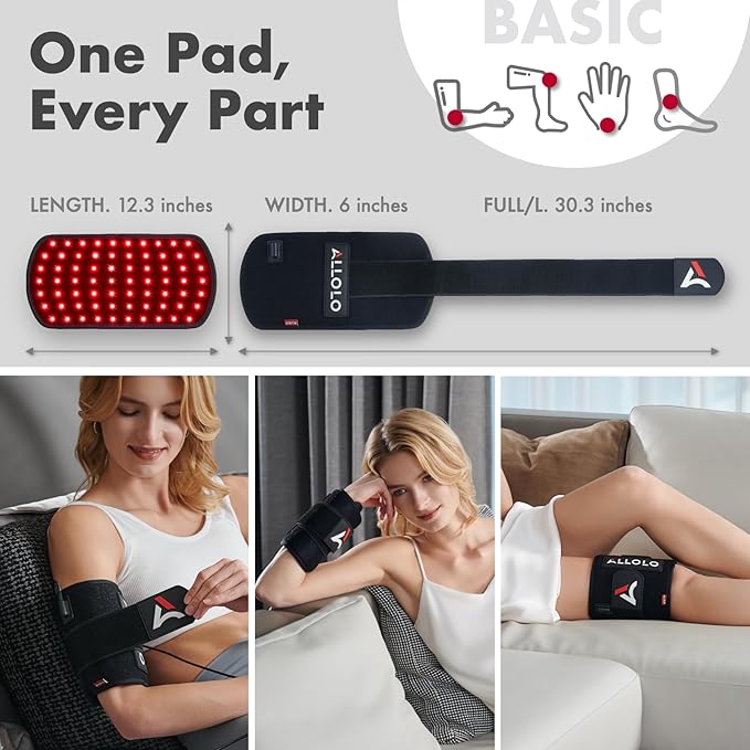 ALLOLO Red Light Therapy Infrared Light Therapy Pad for Body, 660nm Red Light-Therapy & 850nm Infrared Light Device Home Use, Red Light Therapy for Body Knee Back Shoulder Waist, Gift for Women Men