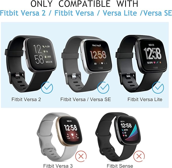 8 Pack Sport Bands Compatible with Fitbit Versa 2 / Fitbit Versa/Versa Lite/Versa SE, Classic Soft Silicone Replacement Wristbands Straps for Fitbit Versa 2 Smart Watch Women Men (8 Pack C, Large)