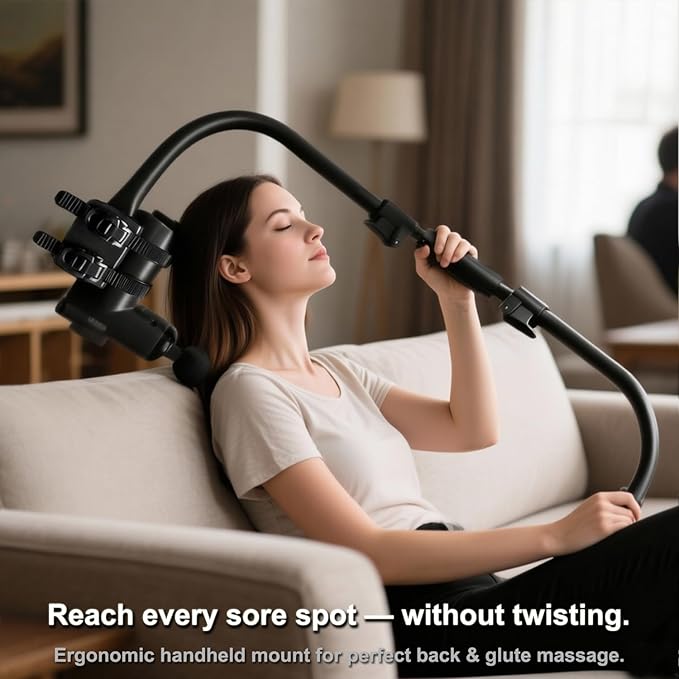 Adjustable Massage Gun Holder with 32"-37" Length Range for Back, Neck, and Shoulders – Compatible with Most Massage Guns, Ergonomic Design for Hard-to-Reach Areas, Ideal Gift for Women and Men