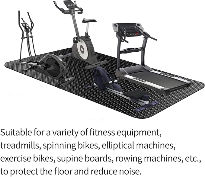 Treadmill Mat,Bike Mat Compatible with Peloton Bike Elliptical Treadmill,Folding Pad Exercise Equipment Under Exercise Trainer Pad for Stationary Indoor Spin