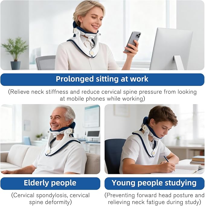 Cervical Neck Traction Device -FSA Eligible HSA Eligible,Adjustable Neck Stretcher,Lightweight Neck Support Brace For Cervical Spine Decompression,Pain Relief Neck Decompression Tension Relief