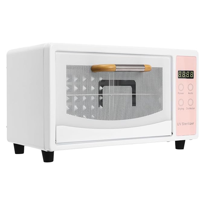 Sterilizer for Esthetician, 10L Large Capacity Sterilizer for Nail Tools, UV Light Nail Tools Cleaning Machine, Cleaning Cabinet for Home Use, Barbers, Beauty Salons, and Spas, 110V 160W (Pink)