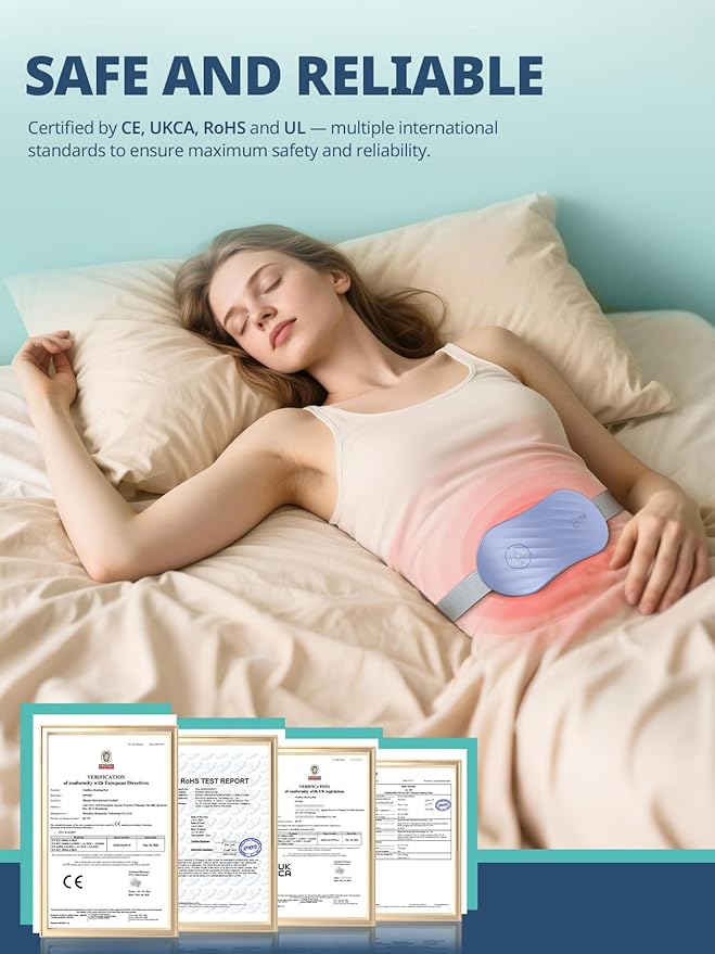 Slimpal Portable Heating Pad for Cramps, FSA HSA Eligible, Rechargeable Electric Heat Belt for Period Pain Relief, Menstrual Heated Pad Gifts for Women Her Girls Wife, Black