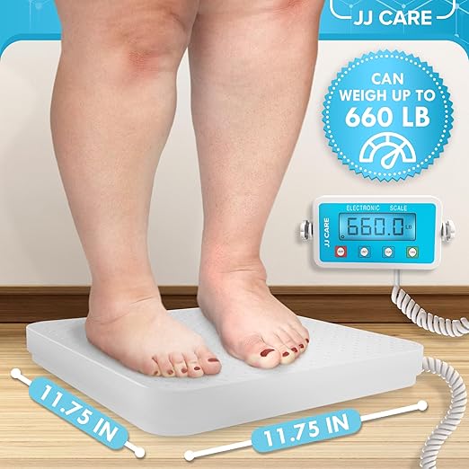 JJ CARE Medical Scale - Heavy Duty 660 lbs/299 Kgs Capacity Wrestling Scale for Gyms with Easy to Read LCD Display | Professional Medical Grade Meter for Body Weight, Home, Hospital, & Physicians