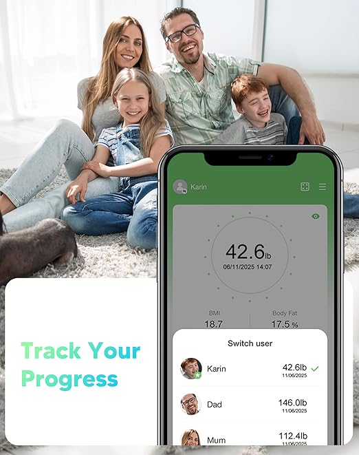 Arboleaf Smart Scale with BMI, Body Fat, Muscle Mass, Digital Bathroom Scale for Body Weight, 14 Body Composition Metrics, Large LED Display, Accurate Weighing Machine, App Sync, 400lbs, 10.2"