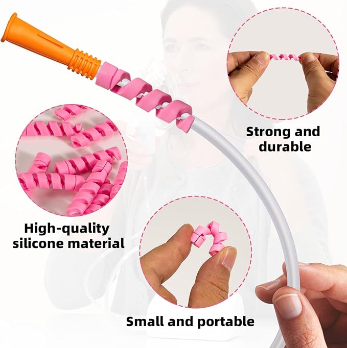 10 Pack Oxygen Tube Support Crimp Straightener for Portable Oxygen Concentrator, Oxygen Tubing Support for Oxygen Tank Oxygen Hose Nasal Cannula Oxygen Accessories (Pink)