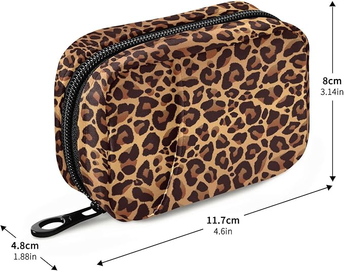 Leopard Pattern Weekly Pill Organizer, Pill Cases Bag Portable Pill Container 7 Days Pill Box Organizer Vitamin Supplement Holder with Zipper for Travel Family Business Camping
