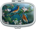 GRAPHICS & MORE Eastern Bluebirds Blue Birds Thrush Rectangle Dual-Compartment Pill Case Trinket Gift Box