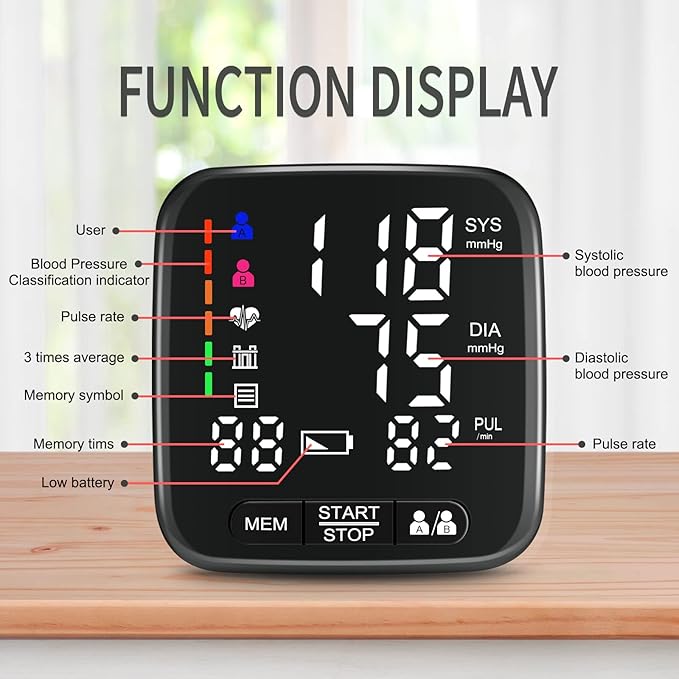 Wrist Blood Pressure Monitor, Tovendor Home Automatic Blood Pressure Cuff Wrist with 2 AAA Battery and Portable Carrying Case, 2 * 90 Reading Memory Dual Users Mode