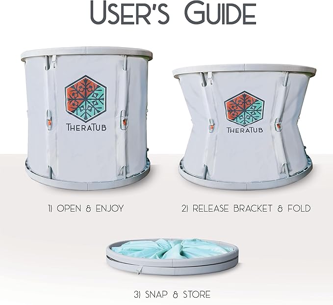 TheraTub Cold Plunge Tub - XL Foldable Ice Bath Tub, 32x32x28in, 390lb Capacity, Easy Install & Drain, Modern Design, Portable & Durable Cold Plunge, Perfect for Athletes, Easy to Clean & Store