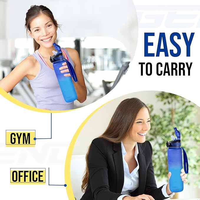 Legend 32 oz BPA-Free Sports Water Bottle with Time Tracker - Leak Proof, Motivational, Modern Design for Gym, Office, Travel