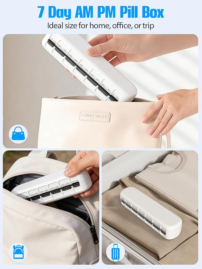 Gelibo Pill Organizer 2 Times a Day,Magnetic Foldable Weekly AM PM Pill Case, Large Travel Pill Box for Vitamins,Supplements,Medication Organizer 7 Day,Never Spill Pills,Easy to Open for Arthritis