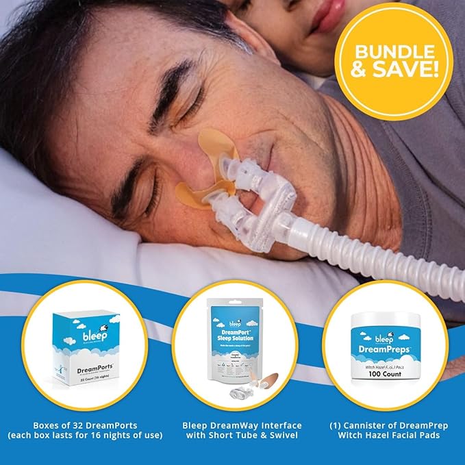 Bleep DreamWay CPAP Connector Kit with New Tubing & Cuff | Mask-Free Sleep Apnea Solution | Compatible with 96 DreamPorts | 48-Night Supply