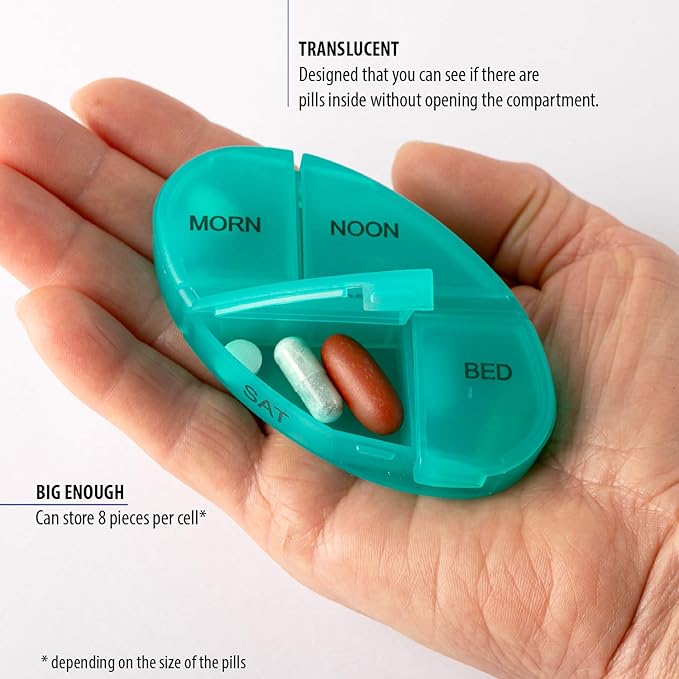 Deke Home - Stackable Pill Organizer, 4 Times a Day Weekly Pill Box, 7 Day Medicine Dispenser, Pill Container for Vitamin, Supplement, Durable Hard Case, Secure Closure, BPA Free, Easy to Clean.