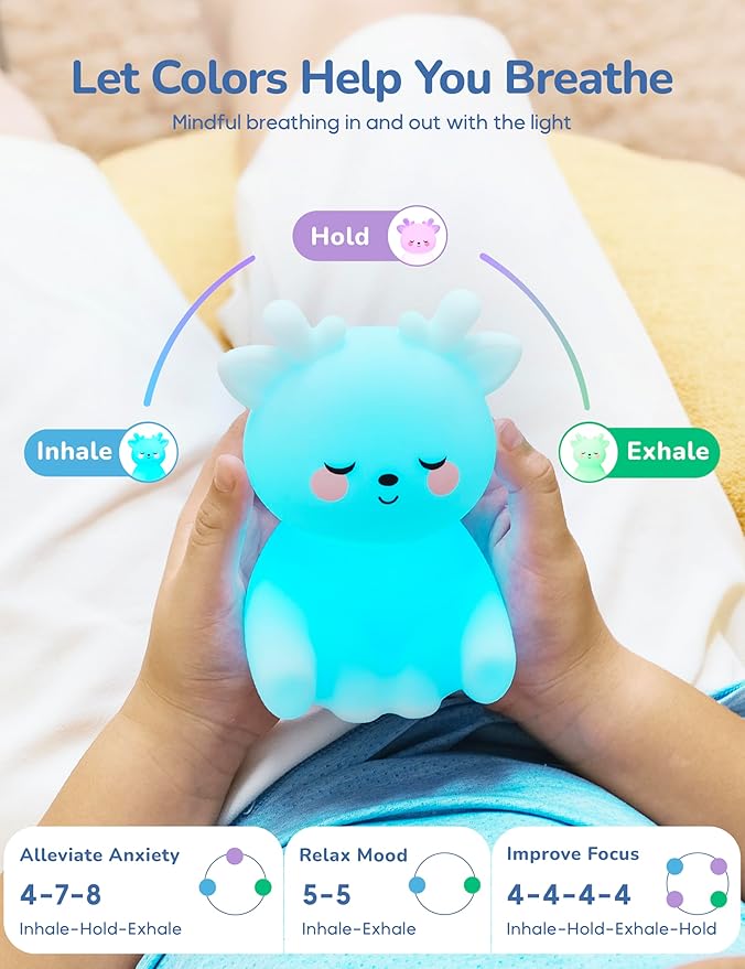 Breathing Pal 'Deedee'- Mindfulness Breathing Light, Guided Visual Meditation Breathing Light, Anxiety Relief Items for Calm Down Corner/Meditation/Sleep for Adult&Kid