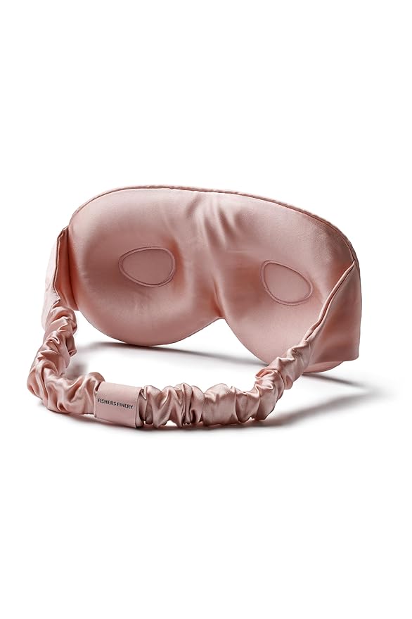 Fishers Finery 25 Momme 100% Pure Mulberry Silk Adjustable 3D Contour Eye Mask - Blocks Light, Eyelash Safe, Skin Friendly - New and Improved Style (English Rose)