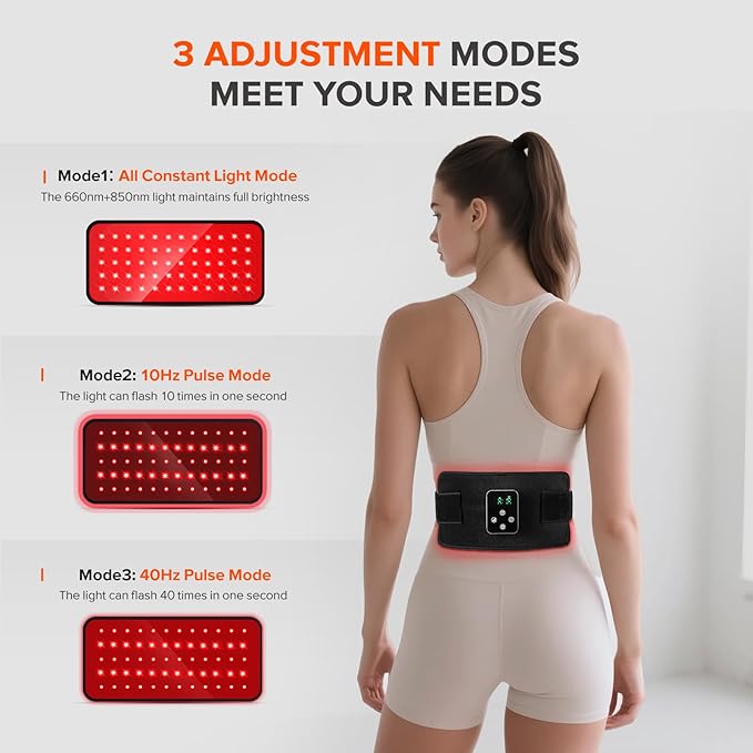 Cordless Red Light Therapy Belt, 3000mAh Battery Rechargeable Magnetic LED Screen Controller, Portable & Cordless, 12.4" * 5.7" Cordless Infrared Red Light Therapy for Body Back Knee Leg