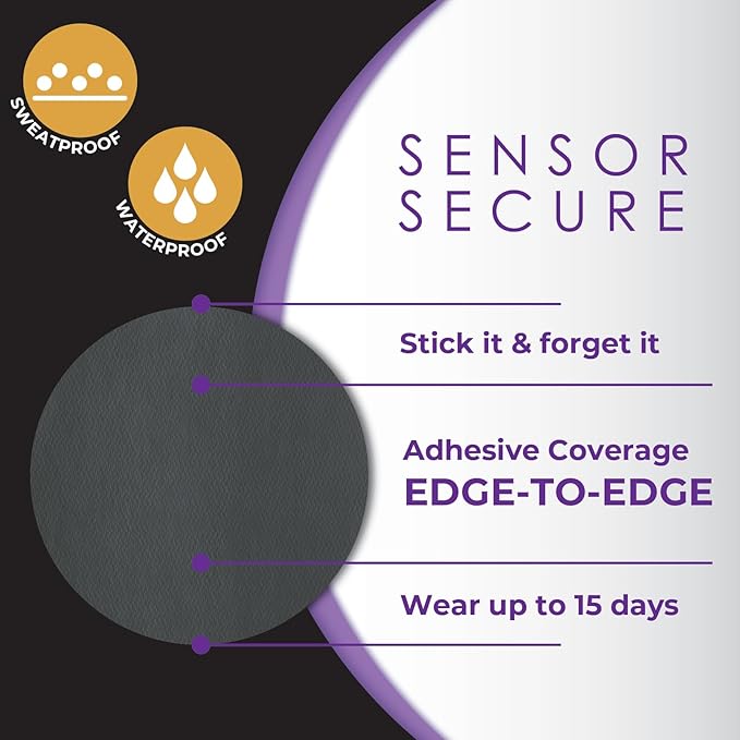 CGM Overpatch | Freestyle Libre 3 | Black Full Coverage Design| 25-Count | Waterproof Adhesive | Anti-Fray | Easy Application & Removal | Made in USA | Sensor Protection