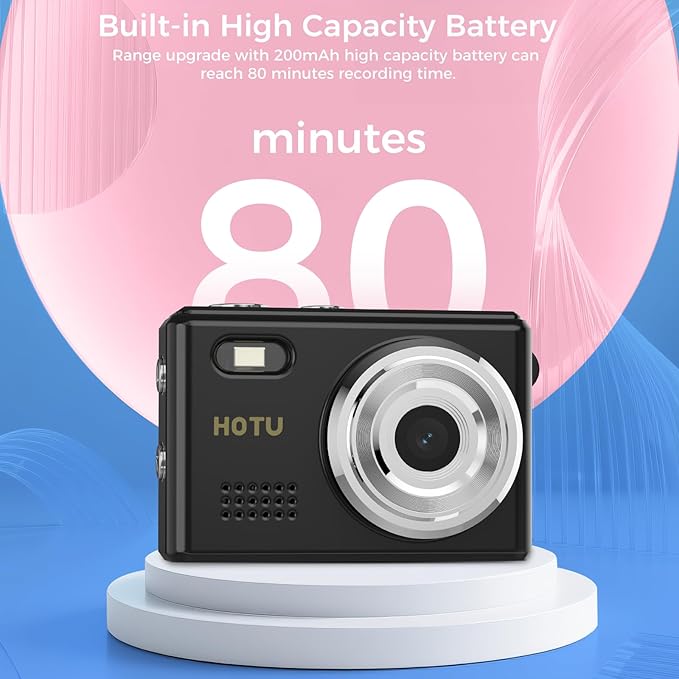 Mini Keychain Digital Camera, Y2K Pocket-Size Mini Camera, 2MP 1080P Small Camera with 32GB Card, Video Recorder with Long Battery Life for Travel, Party and Vlog (Black)