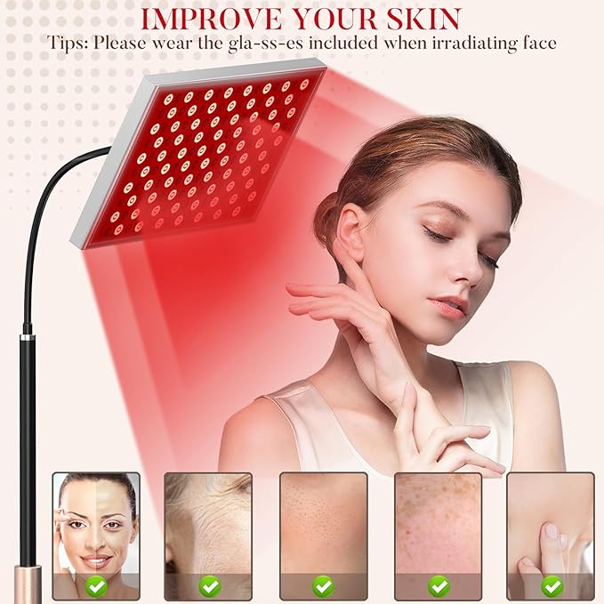 Red Light Therapy for Body: Infrared Light Therapy Panel Lamp with Stand, 660nm Deep Red and 850nm Near Infrared LED Device at Home for Face and Body