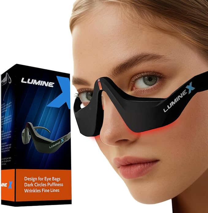 Under-Eye Red Light Therapy Device, & Microcurrent Eye Massager, Puffiness, Eye Bags - Red Light Therapy Glasses for Reducing Wrinkles and Fine Lines