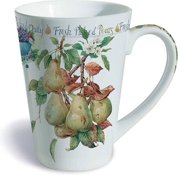 Lissom Design Porcelain Coffee Mug, 12-Ounces, Fresh from The Farm