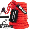 Battle Ropes for Home Gym Exercise - 1.5 Inch Diameter 30FT Red Battle Rope Workout Exercise Training Ropes with Protective Sleeve for Kids Men Women Exercise Fitness & Strength Training