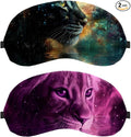 2 Pack Sleep Eye Mask for Women Men, Soft Breathable Eye Cove No Pressure Blackout Night Blindfold for Sleeping Light Blocking with Adjustable Strap, Baby Lion Purple