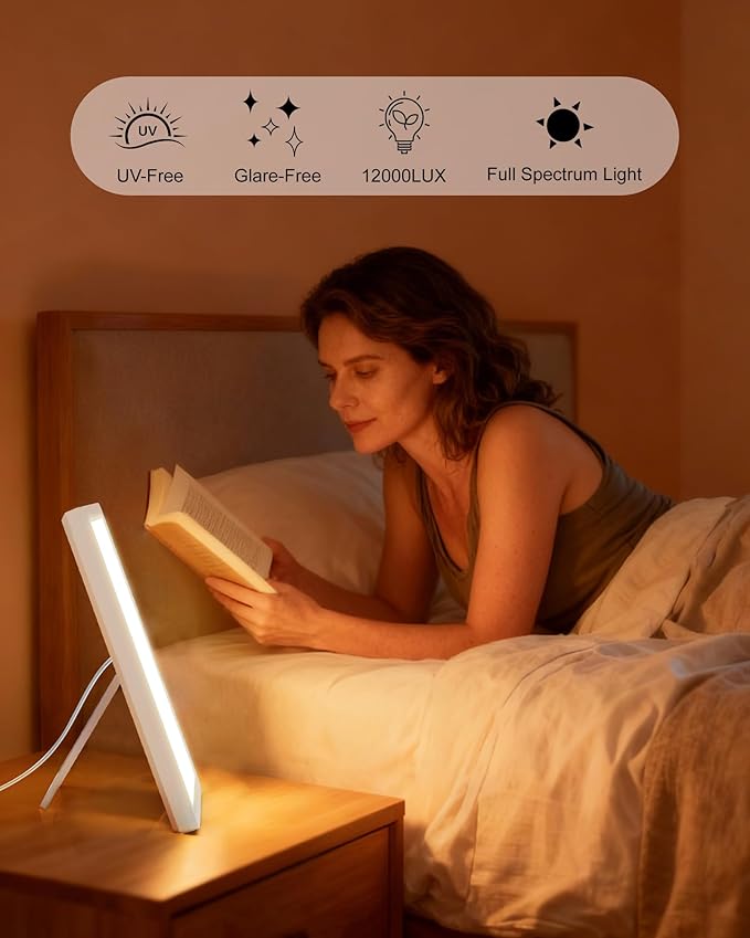 12000 Full Spectrum, UV-Free Light LED Sunlight Lamp with 3 in 1 Mount, Timer & Adjustable Brightness, Portable, Daylight for Office Reading Morning Routine