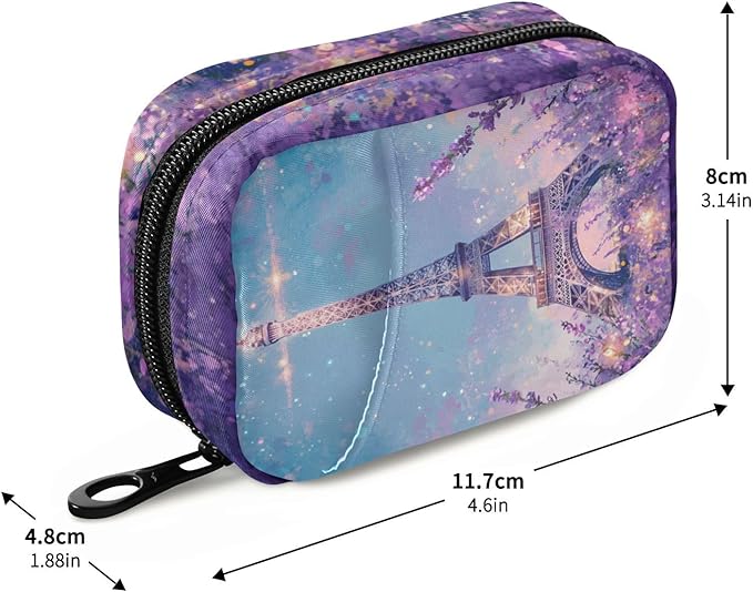 Lavender Eiffel Tower Purple Travel Pill Organizer Weekly Small (Cute) Pill Box 7 Day Pill Case Vitamin Holder Pill Bottle Organizer