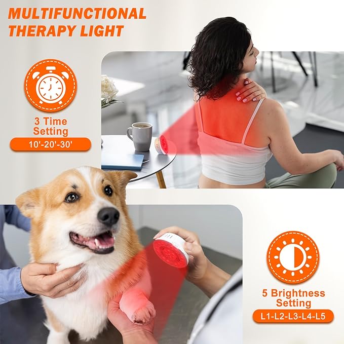 SAVILER® Red Light Therapy Device, 660nm & 850nm Handheld Infrared Red Light for Face and Body, Compact & Portable LED Red Light Bulb for Skin Joints Muscles