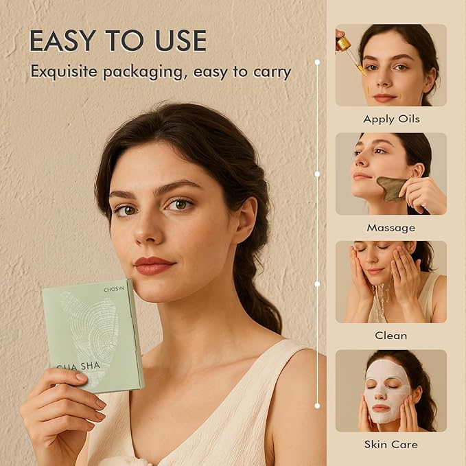 CHOSIN Gua Sha Tool for Face & Body: Face Massager Tool for Lymphatic Drainage - Jaw Lifting & Anti-Aging, Relieve Pain for Women Men Self Care Gift (Sandalwood)