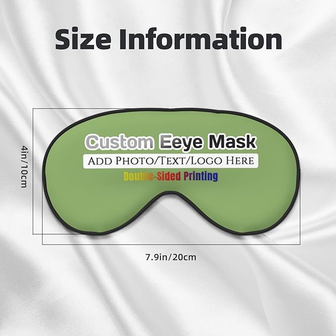 Custom Sleep Eye Mask Personalized Men Women Blindfold Design Your Own Photo Text Logo Adjustable Strap Soft Eyeshade Customized Blackout Eye Cover for Home Offices Travel Kiwi