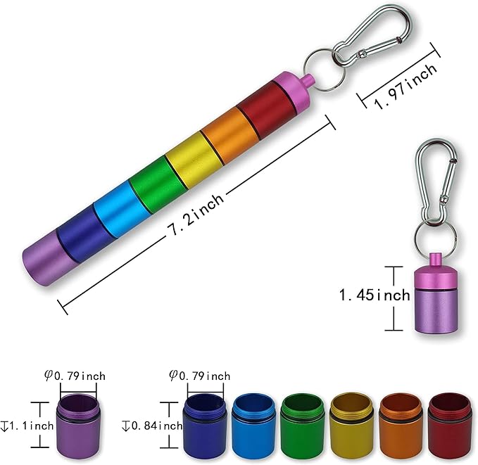 Small Portable Metal Pill Organizer Case Keychain, Stackable Waterproof Travel Cute Pill Box Holder,Aluminum Alloy Pill Container,Compartment for Holding Supplements, Vitamins and Medicine