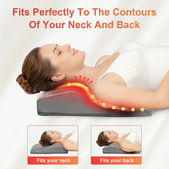 COMFIER Shiatsu Neck and Back Massager with Heat & Vibration, 3D Deep Kneading Back Massage for Pain Relief, Home Office Use,Gift for Her/Him,Gray