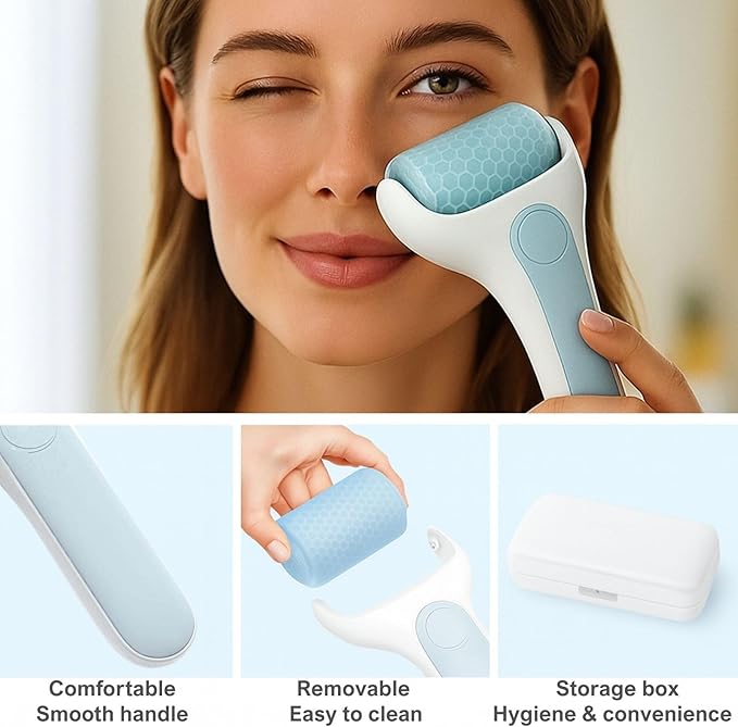 Ice Roller for Face Women with Caryy Case Long Lasting Cold, Effective Reducing Puffiness Under Eyes and Cheeks, Soothing, Ease of Use