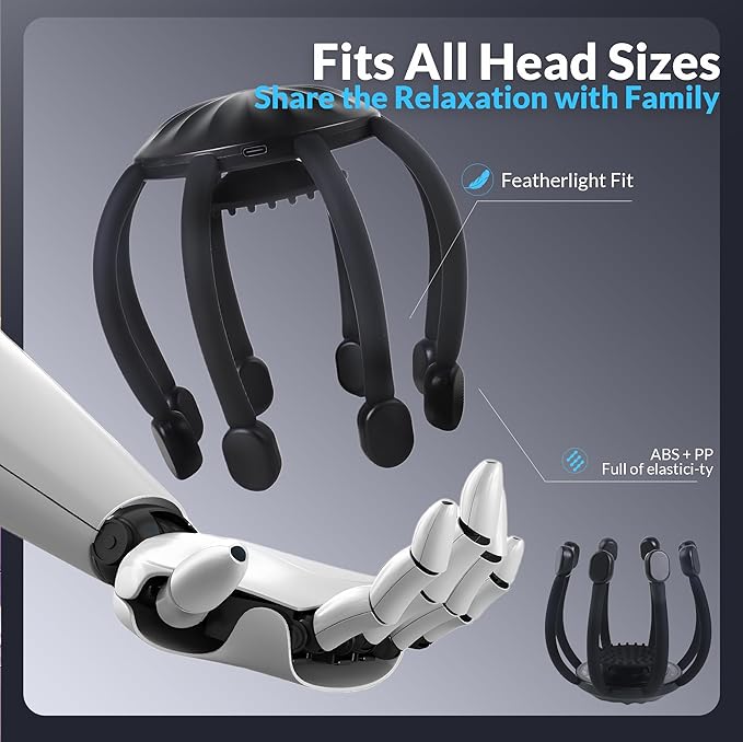 Electric Scalp Massager, 360° Octopus Head Massager Automatic 4 Modes Scalp Stress Relax Device-8 Heads