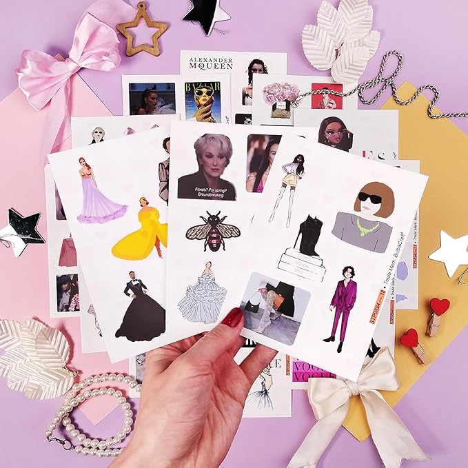 BulbaCraft 100Pcs Fashion Stickers for Water Bottles & Laptops, Fashion Party Decorations, Fashionista Gifts for Women, Gifts for Women & Men