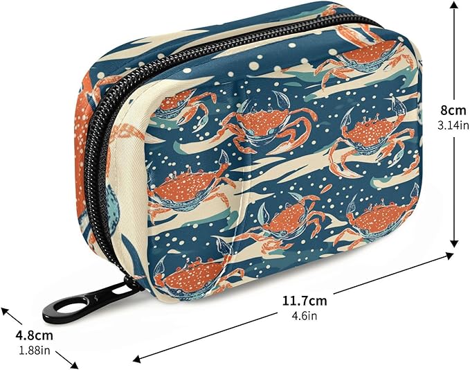 Travel Pill Case Nautical Crab Weekly Small Pill Box 7 Day Pill Box Pill Organizer Bag