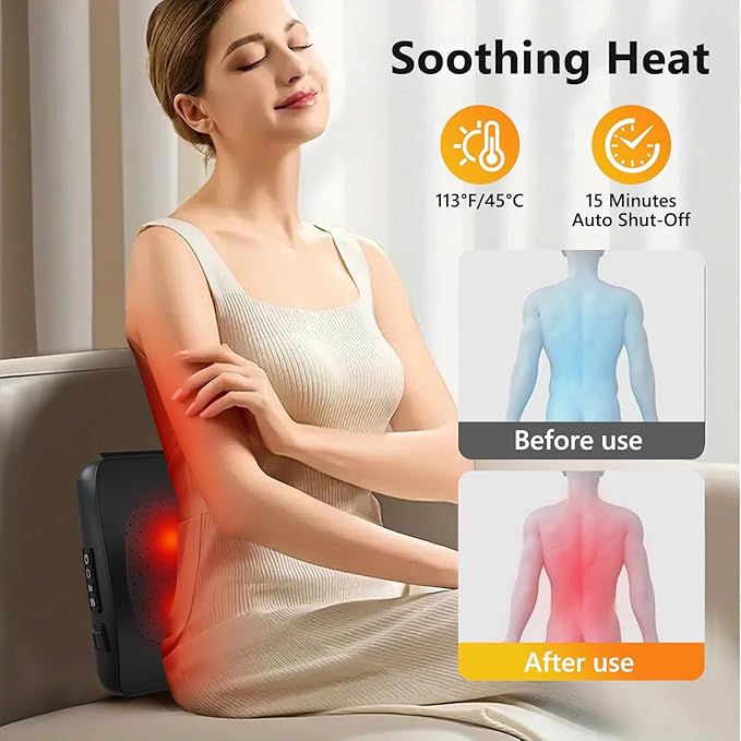Back Massager,Back and Neck Massager with Heat,Shiatsu Deep Tissue Back Massager,Electric Massage Pillow for Shoulders,Legs,Foot,Body Muscle Relief,Neck Massager for Women/Men/Dad/Mom