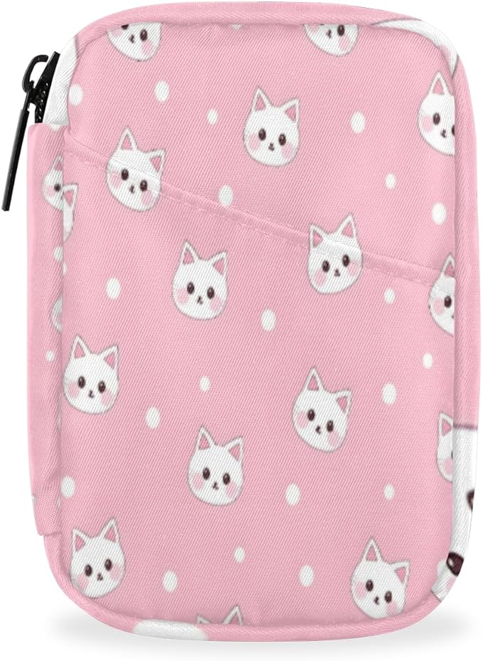 Cute Cat Travel Pill Organizer Bag Portable Weekly Pill Box Travel Medicine Organizer 7 Day Pill Case with Zipper for Daily Travel Family Business