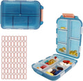 2Pack Travel Pill Organizer - 10 Compartments Pill Case with 64 Stickers, Pill Organizer 2 Times A Day, 10 Days Portable Compartments for Vitamins, Fish Oils, Supplements(Green)
