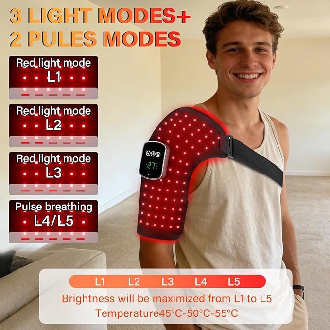 Cordless Red Light Therapy for Shoulder, 5000mAh Battery Portable Near Infrared Light Therapy for Shoulder & Joint