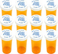 Pill Bottles with Child Resistant Cap, Prescription Vials - Push Down and Turn - Empty Medicine Plastic Containers Safety Cover for Personal Medication & Pharmacy (30dram, Amber, 12pcs)